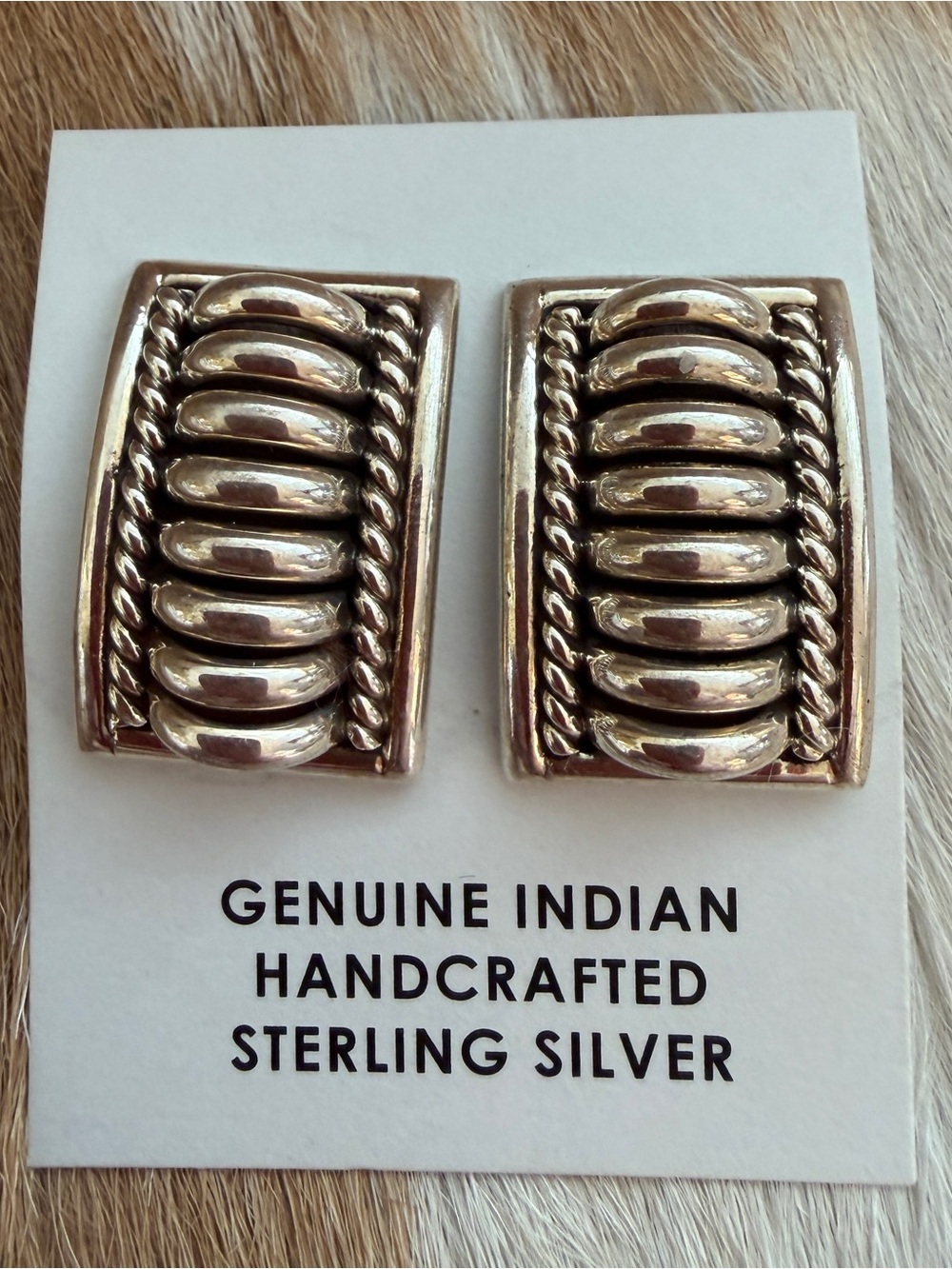 ❤️ Signed Navajo Tom Charlie Sterling 925 Hand Crafted NEW Stud Earrings 16.3G